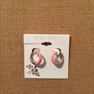 🆕 Color Brand Pink & Silver Hoop Earrings